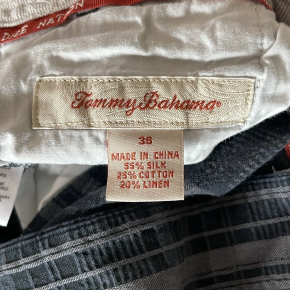 Tommy Bahama Paradise Nation Men’s Silk/Cotton/Linen Bend Gray Plaid Shorts 36 - Picture 6 of 9